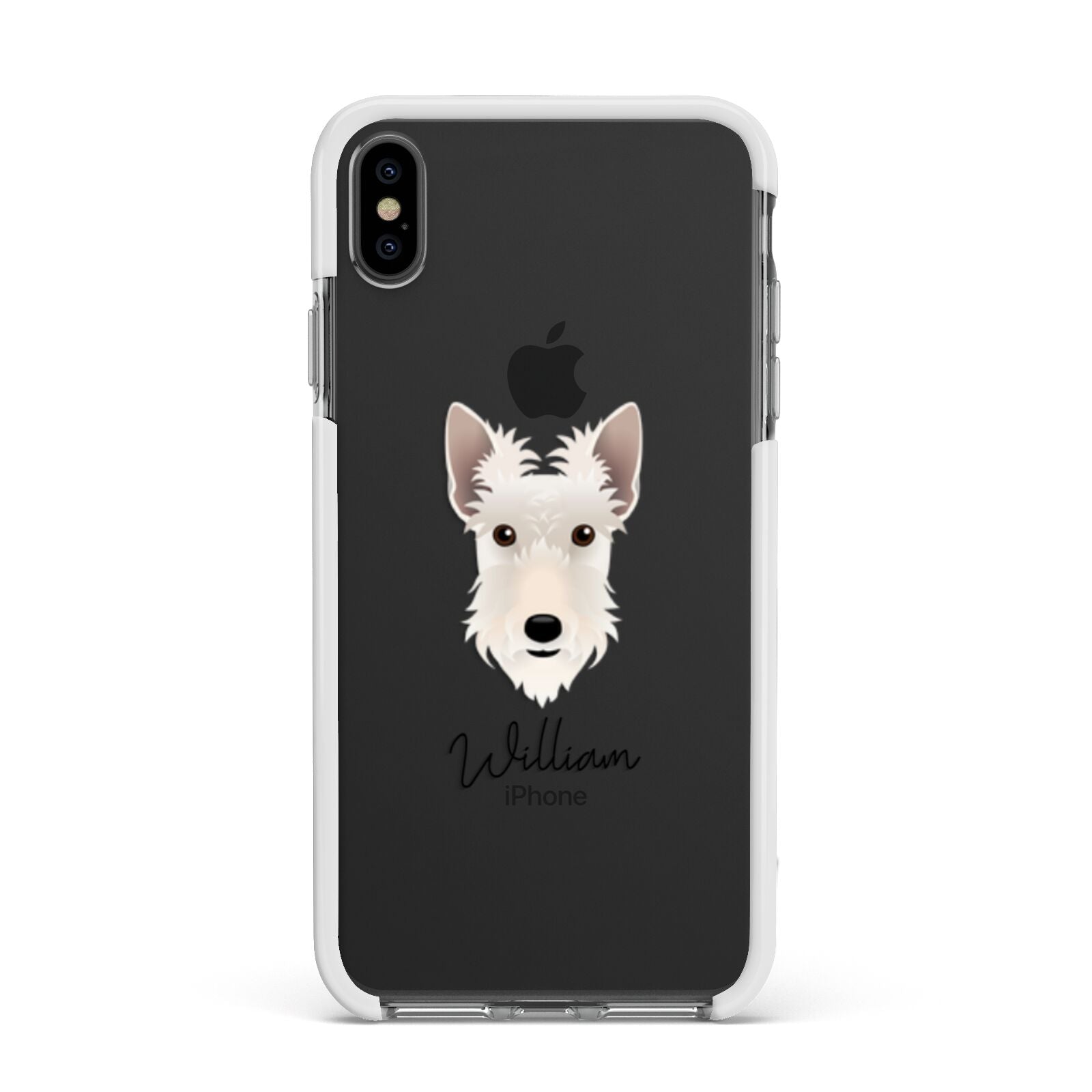 Scottish Terrier Personalised Apple iPhone Xs Max Impact Case White Edge on Black Phone