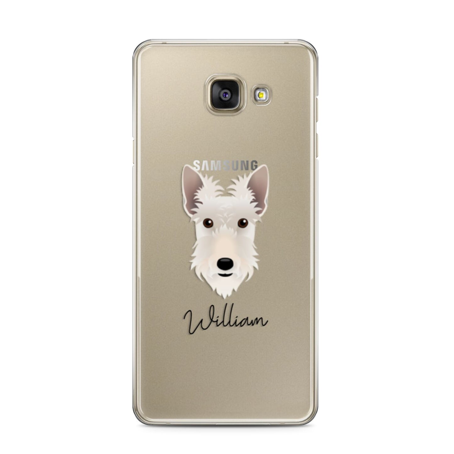 Scottish Terrier Personalised Samsung Galaxy A3 2016 Case on gold phone