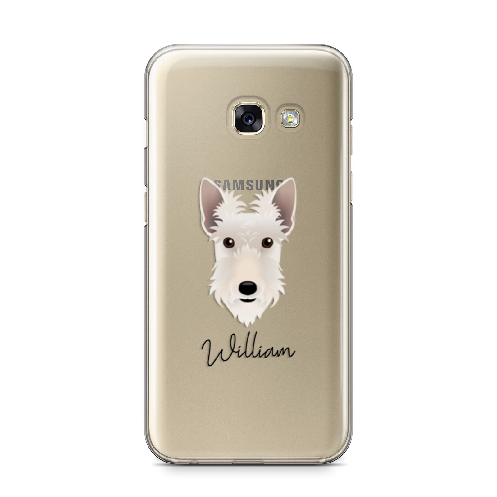 Scottish Terrier Personalised Samsung Galaxy A3 2017 Case on gold phone