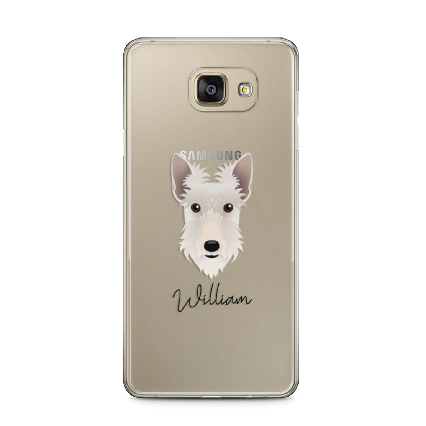 Scottish Terrier Personalised Samsung Galaxy A5 2016 Case on gold phone