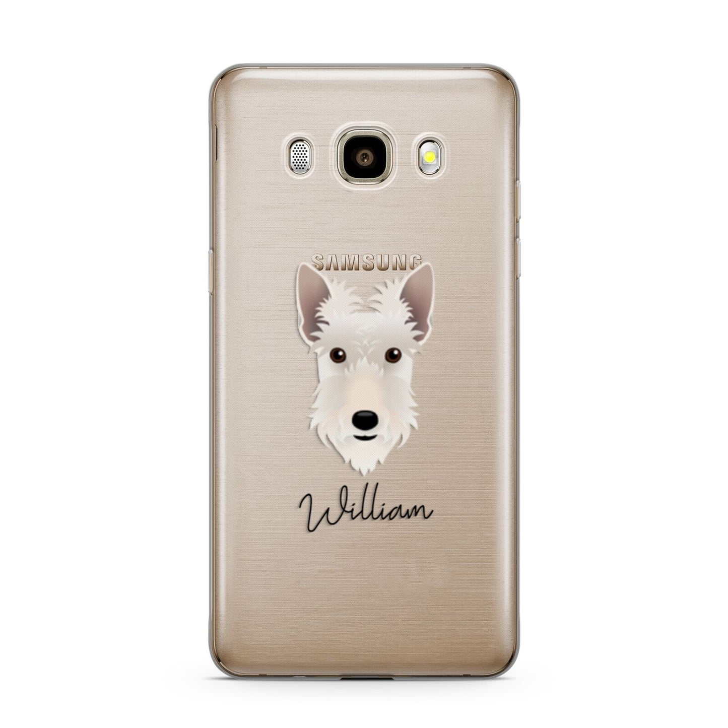Scottish Terrier Personalised Samsung Galaxy J7 2016 Case on gold phone