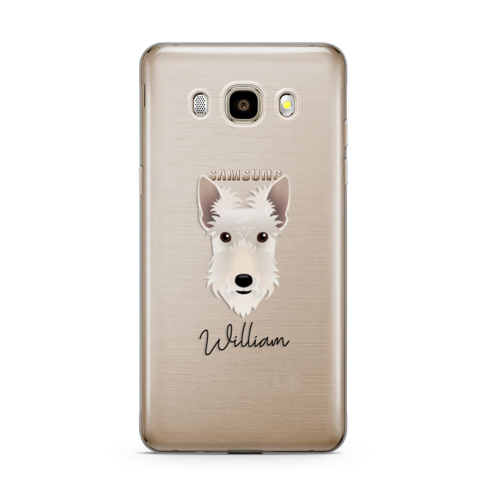 Scottish Terrier Personalised Samsung Galaxy J7 2016 Case on gold phone