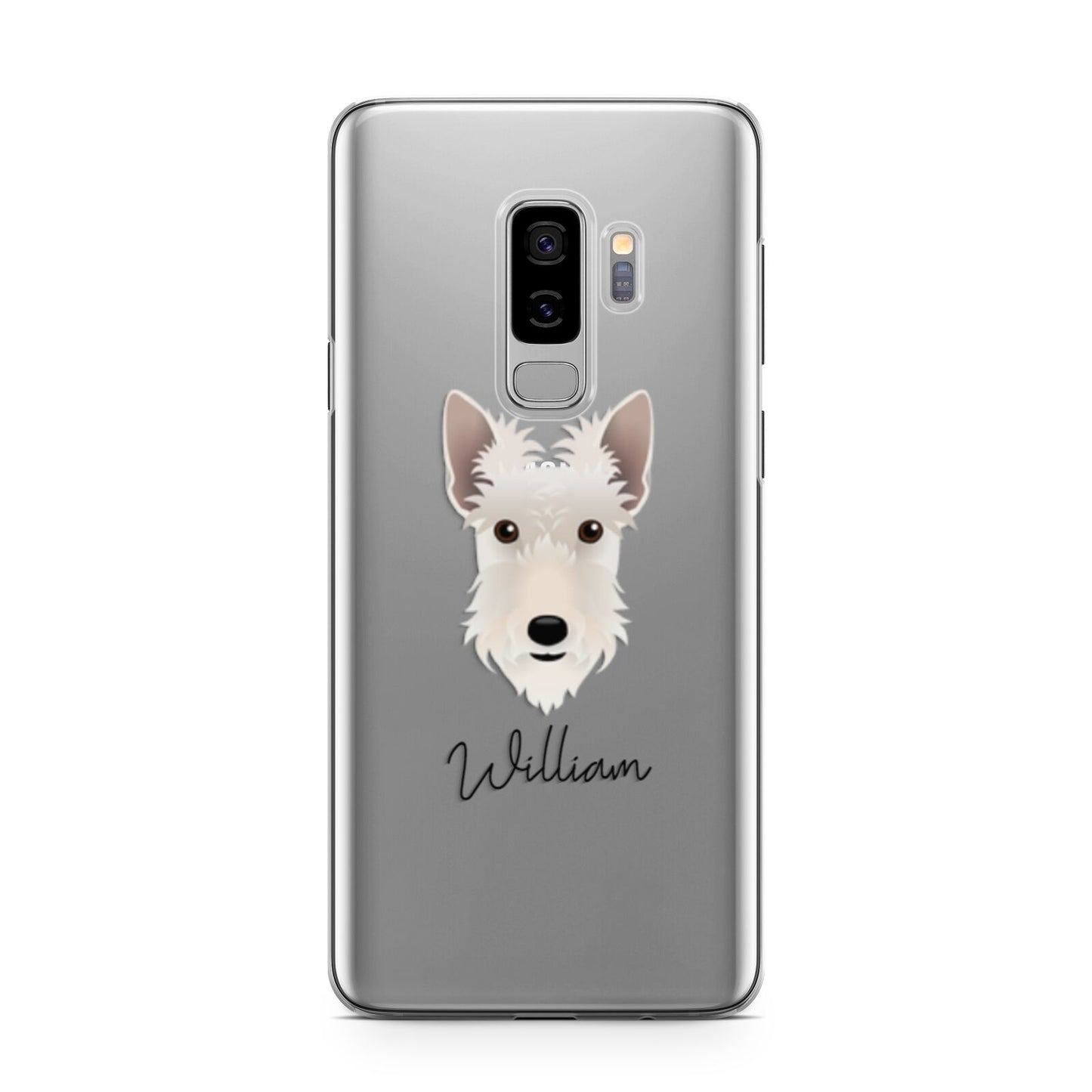 Scottish Terrier Personalised Samsung Galaxy S9 Plus Case on Silver phone