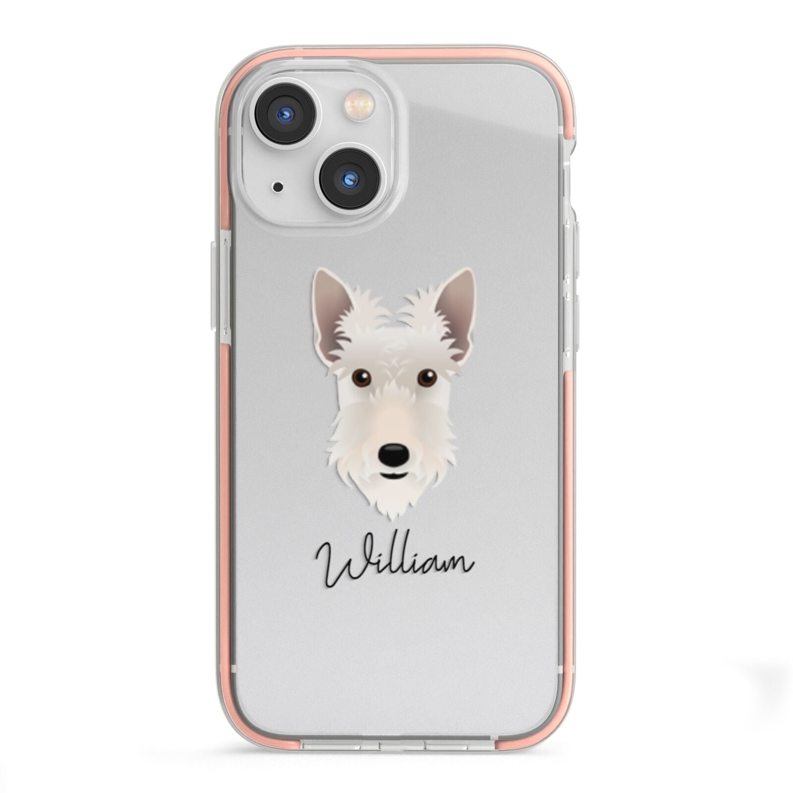 Scottish Terrier Personalised iPhone 13 Mini TPU Impact Case with Pink Edges