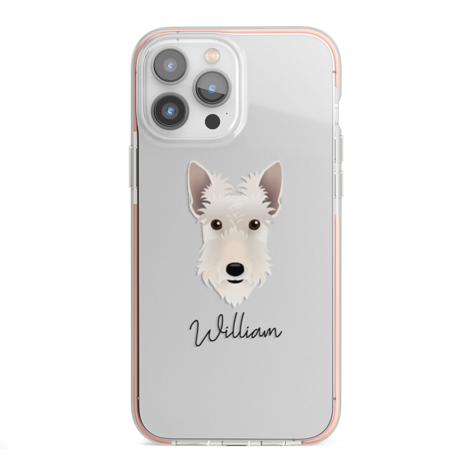 Scottish Terrier Personalised iPhone 13 Pro Max TPU Impact Case with Pink Edges
