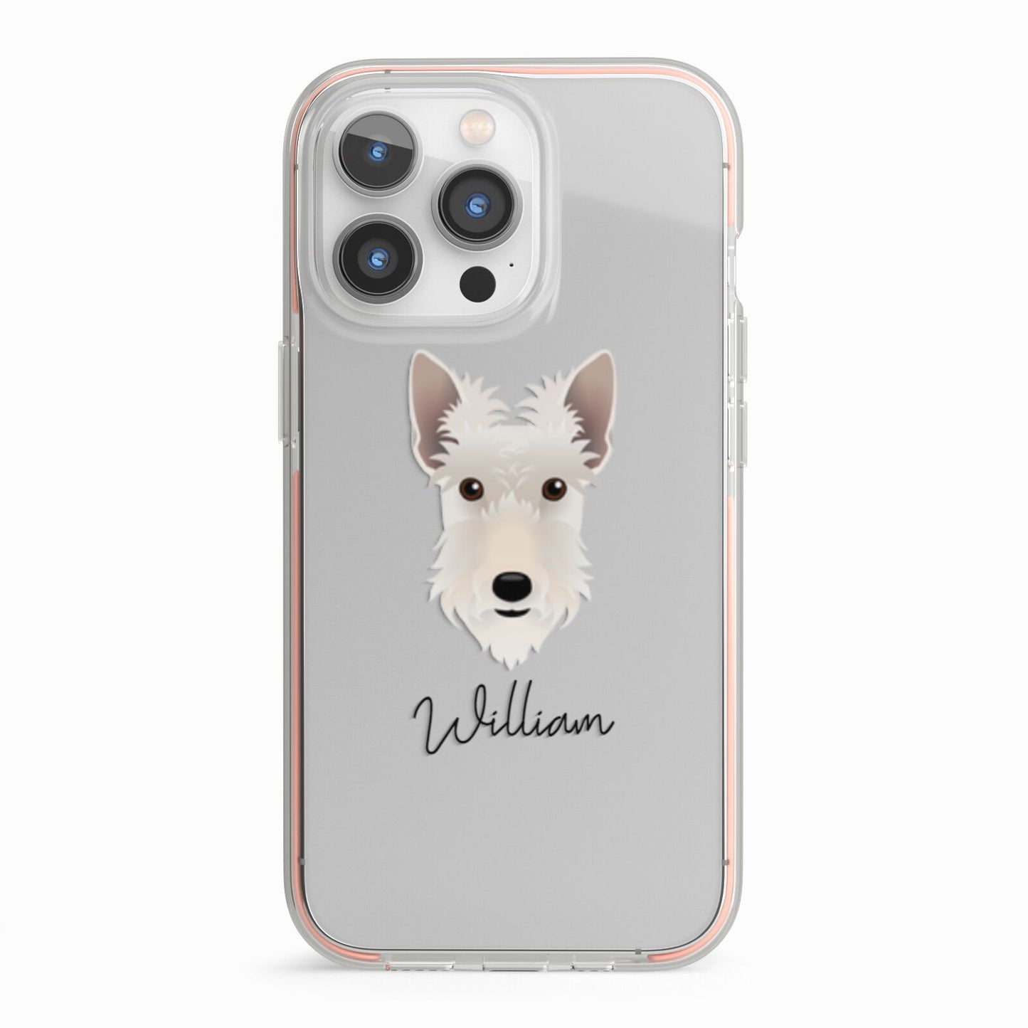 Scottish Terrier Personalised iPhone 13 Pro TPU Impact Case with Pink Edges