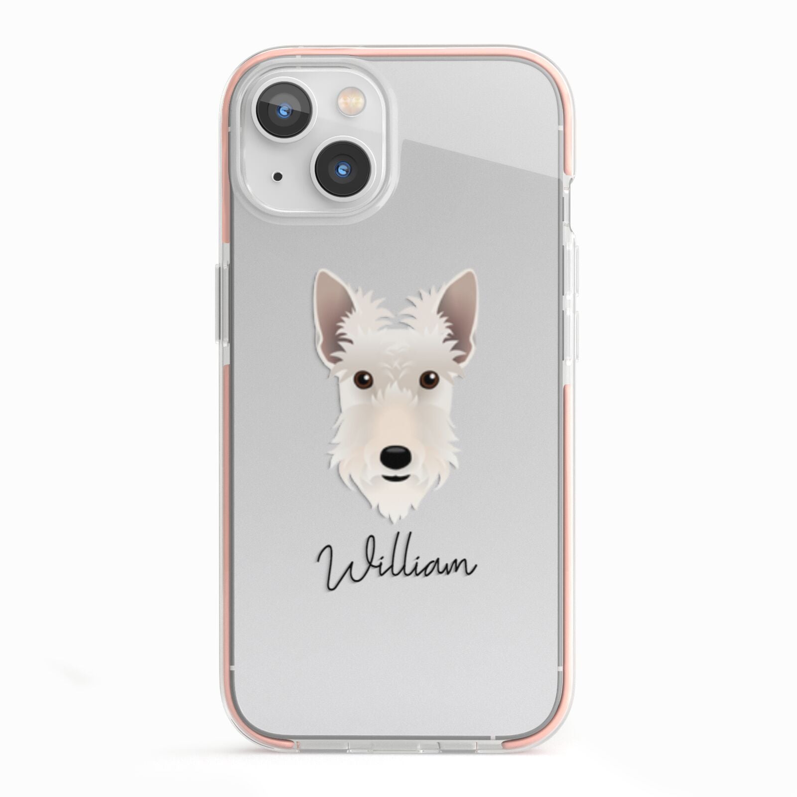 Scottish Terrier Personalised iPhone 13 TPU Impact Case with Pink Edges
