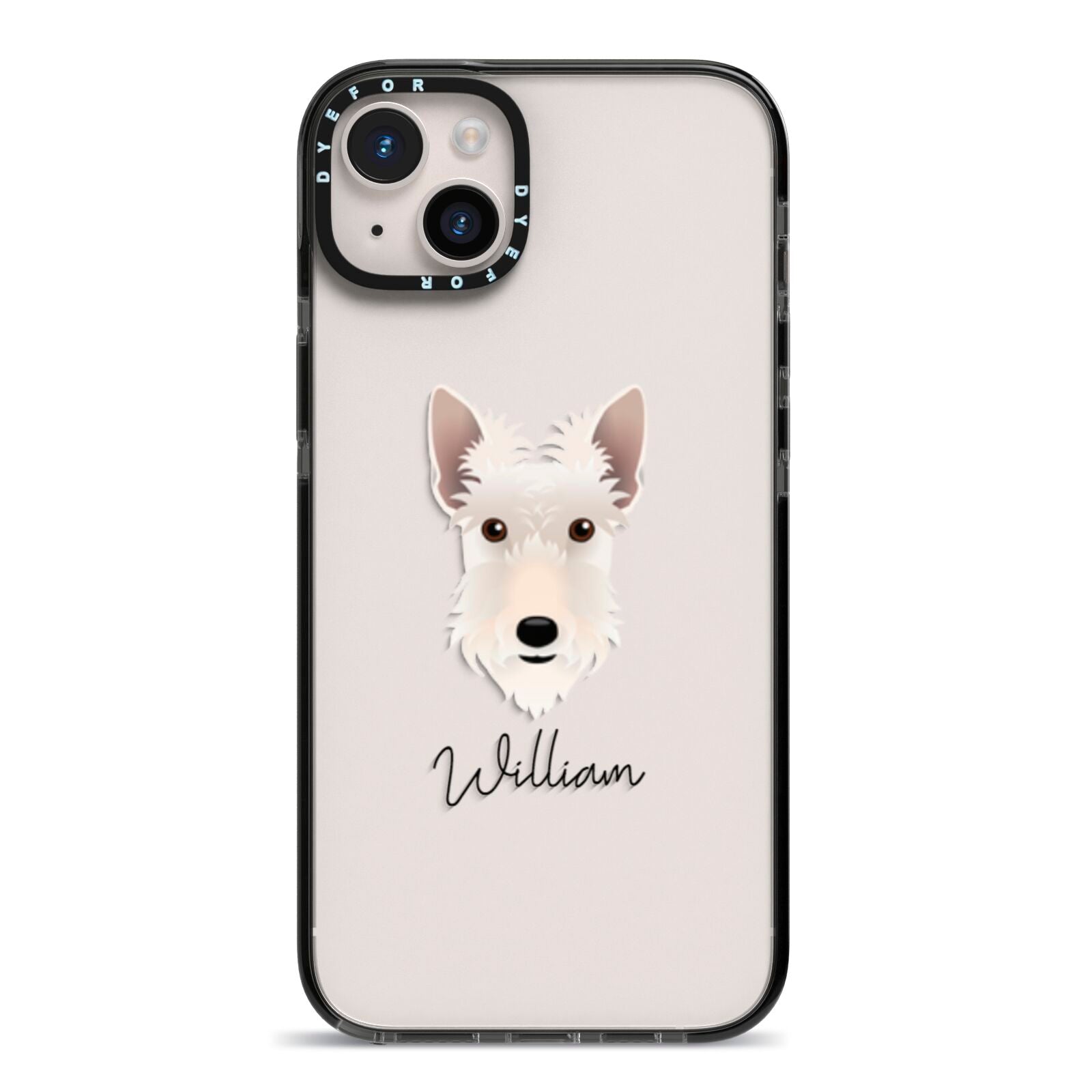 Scottish Terrier Personalised iPhone 14 Plus Black Impact Case on Silver phone