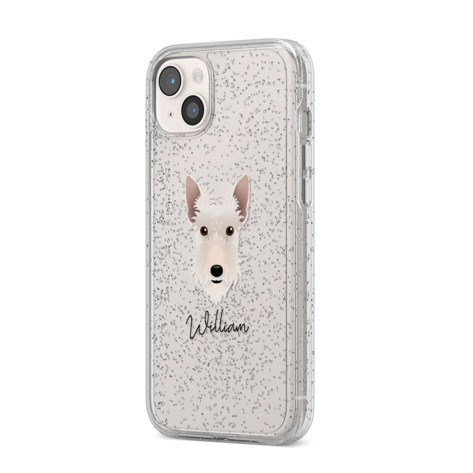 Scottish Terrier Personalised iPhone 14 Plus Glitter Tough Case Starlight Angled Image
