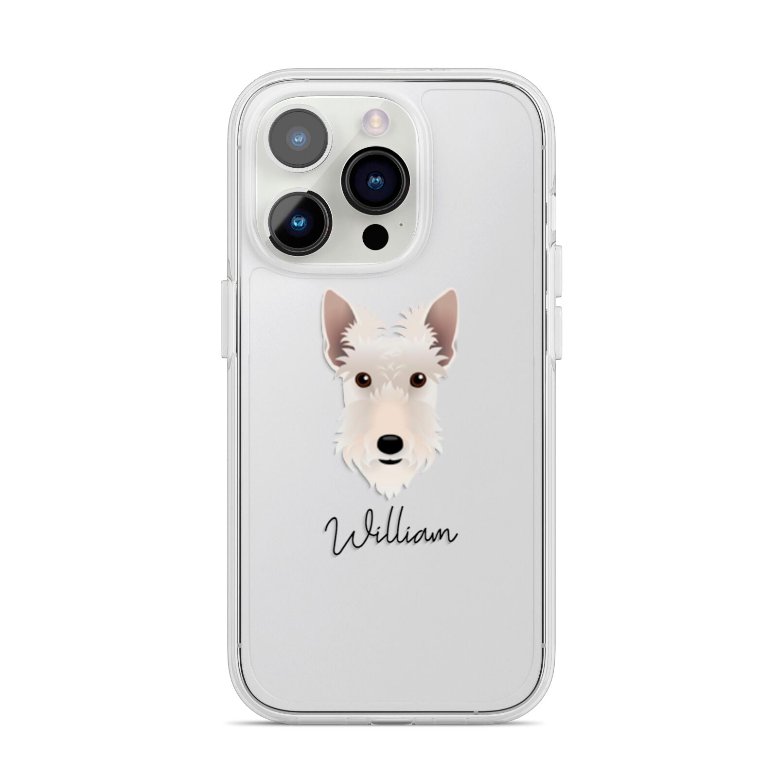 Scottish Terrier Personalised iPhone 14 Pro Clear Tough Case Silver