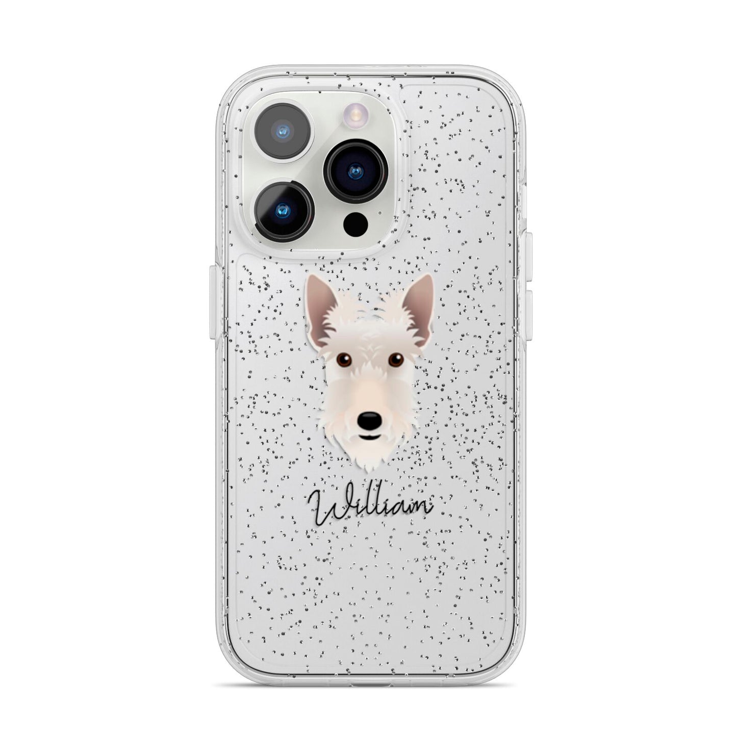 Scottish Terrier Personalised iPhone 14 Pro Glitter Tough Case Silver