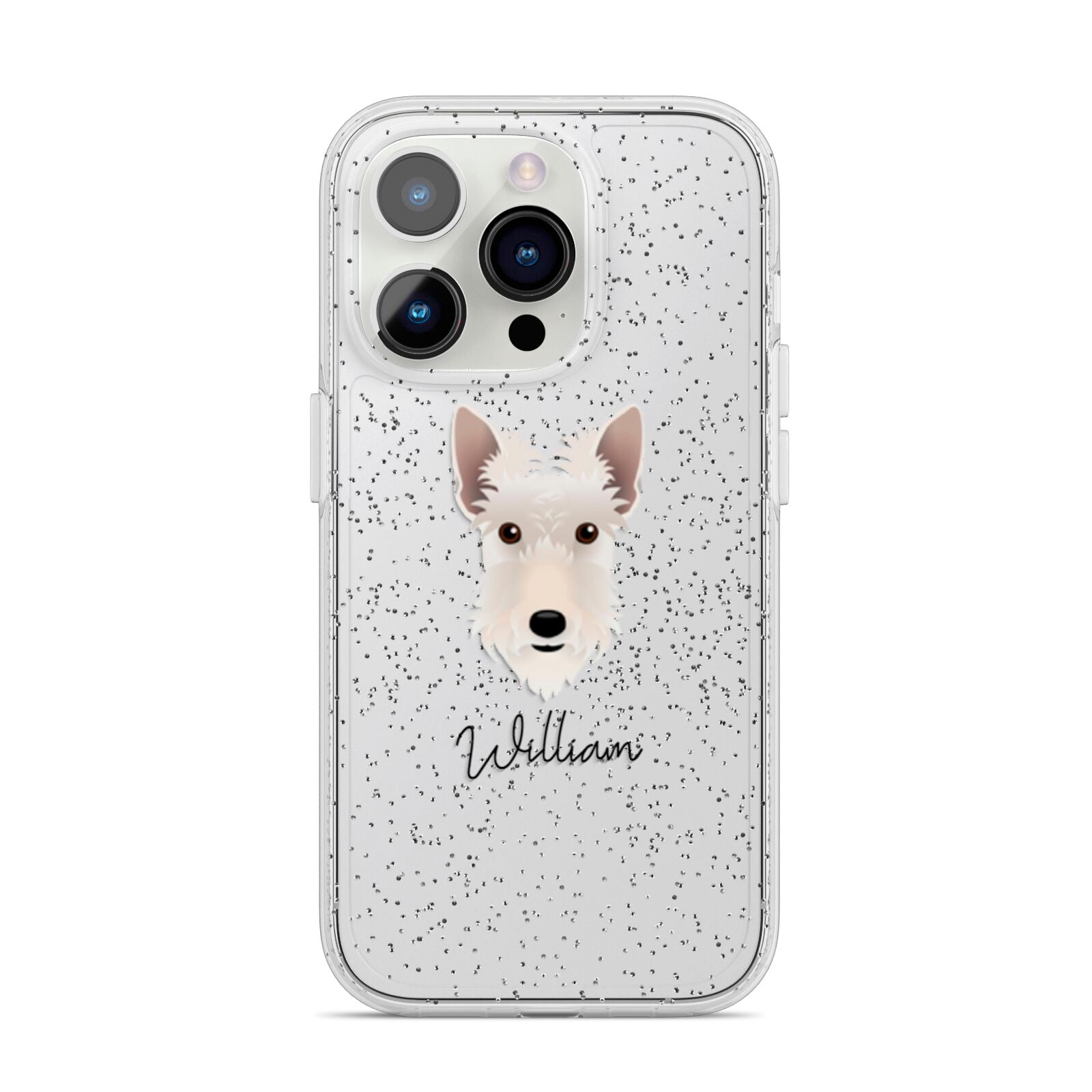 Scottish Terrier Personalised iPhone 14 Pro Glitter Tough Case Silver