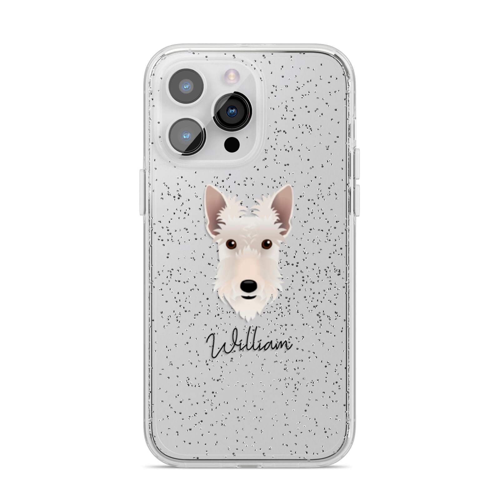 Scottish Terrier Personalised iPhone 14 Pro Max Glitter Tough Case Silver