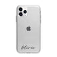 Scroll Text Name Apple iPhone 11 Pro Max in Silver with Bumper Case