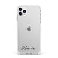Scroll Text Name Apple iPhone 11 Pro Max in Silver with White Impact Case