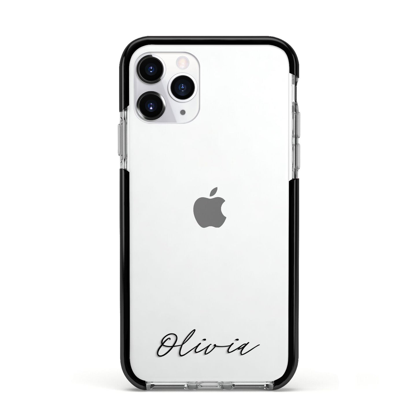 Scroll Text Name Apple iPhone 11 Pro in Silver with Black Impact Case