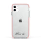 Scroll Text Name Apple iPhone 11 in White with Pink Impact Case