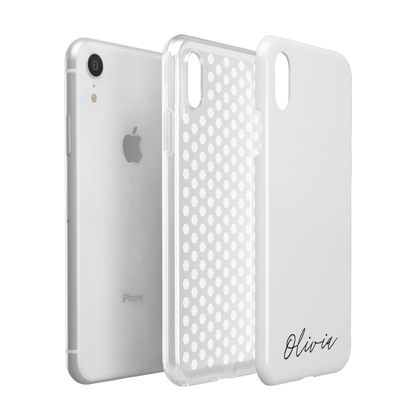 Scroll Text Name Apple iPhone XR White 3D Tough Case Expanded view