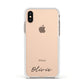 Scroll Text Name Apple iPhone Xs Impact Case White Edge on Gold Phone