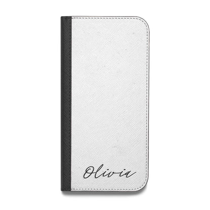 Scroll Text Name Vegan Leather Flip Samsung Case