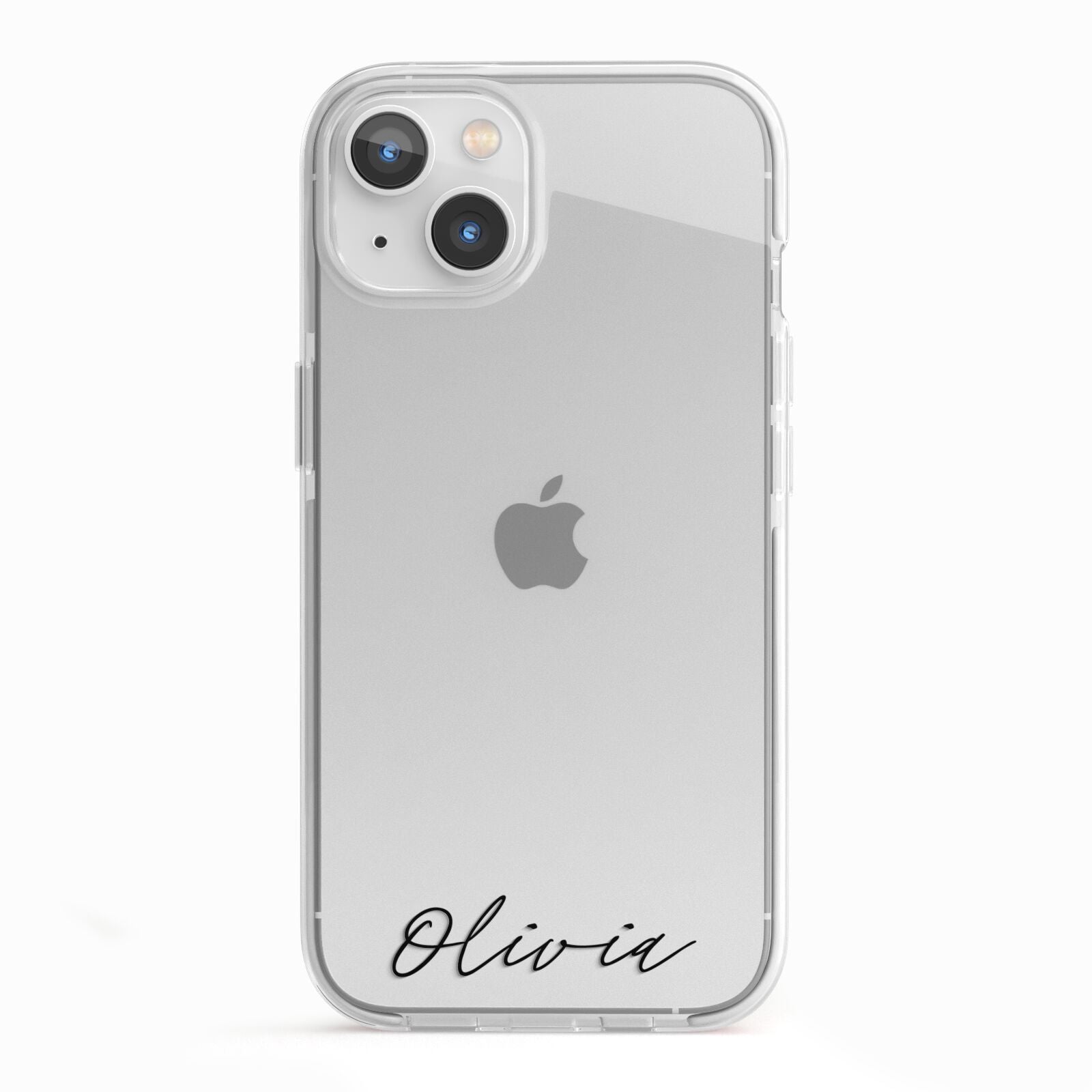 Scroll Text Name iPhone 13 TPU Impact Case with White Edges