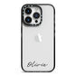 Scroll Text Name iPhone 14 Pro Black Impact Case on Silver phone