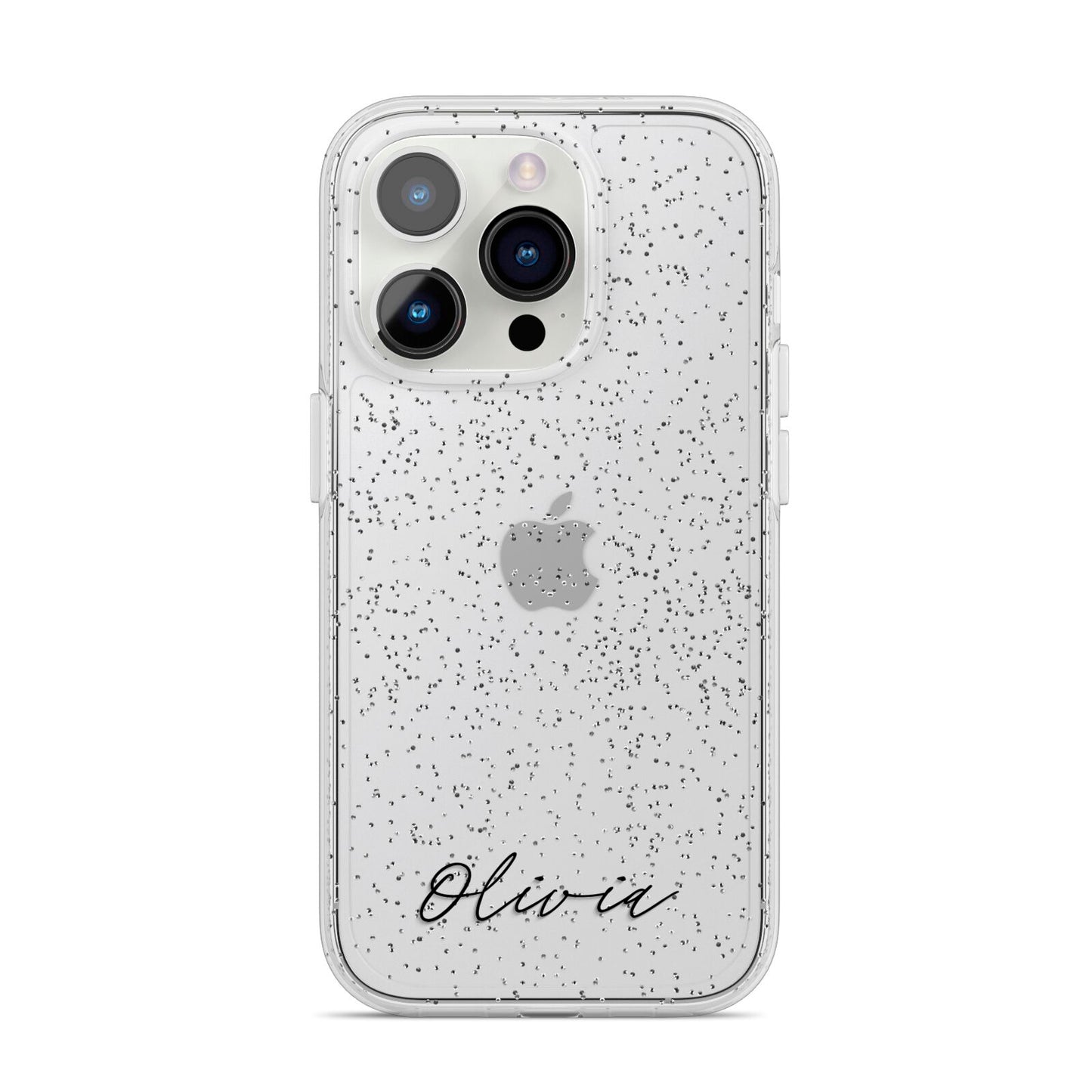 Scroll Text Name iPhone 14 Pro Glitter Tough Case Silver