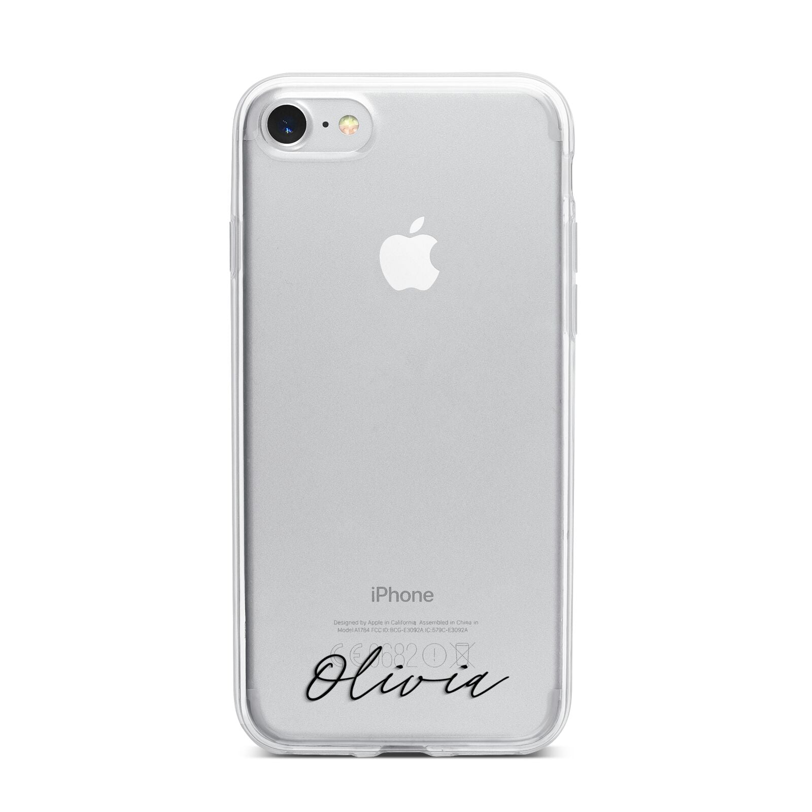 Scroll Text Name iPhone 7 Bumper Case on Silver iPhone