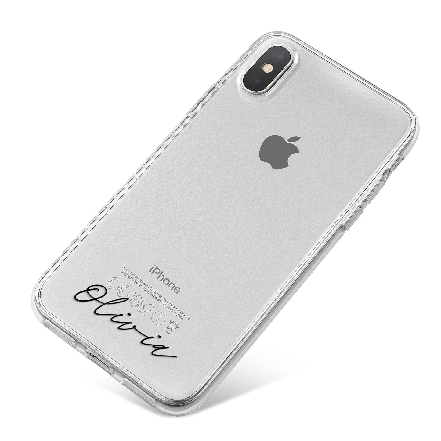 Scroll Text Name iPhone X Bumper Case on Silver iPhone