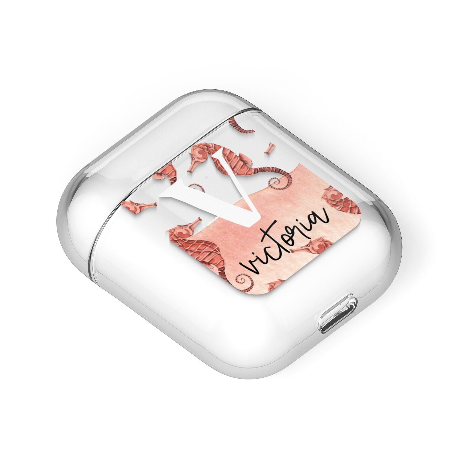 Sea Horse Personalised AirPods Case Laid Flat