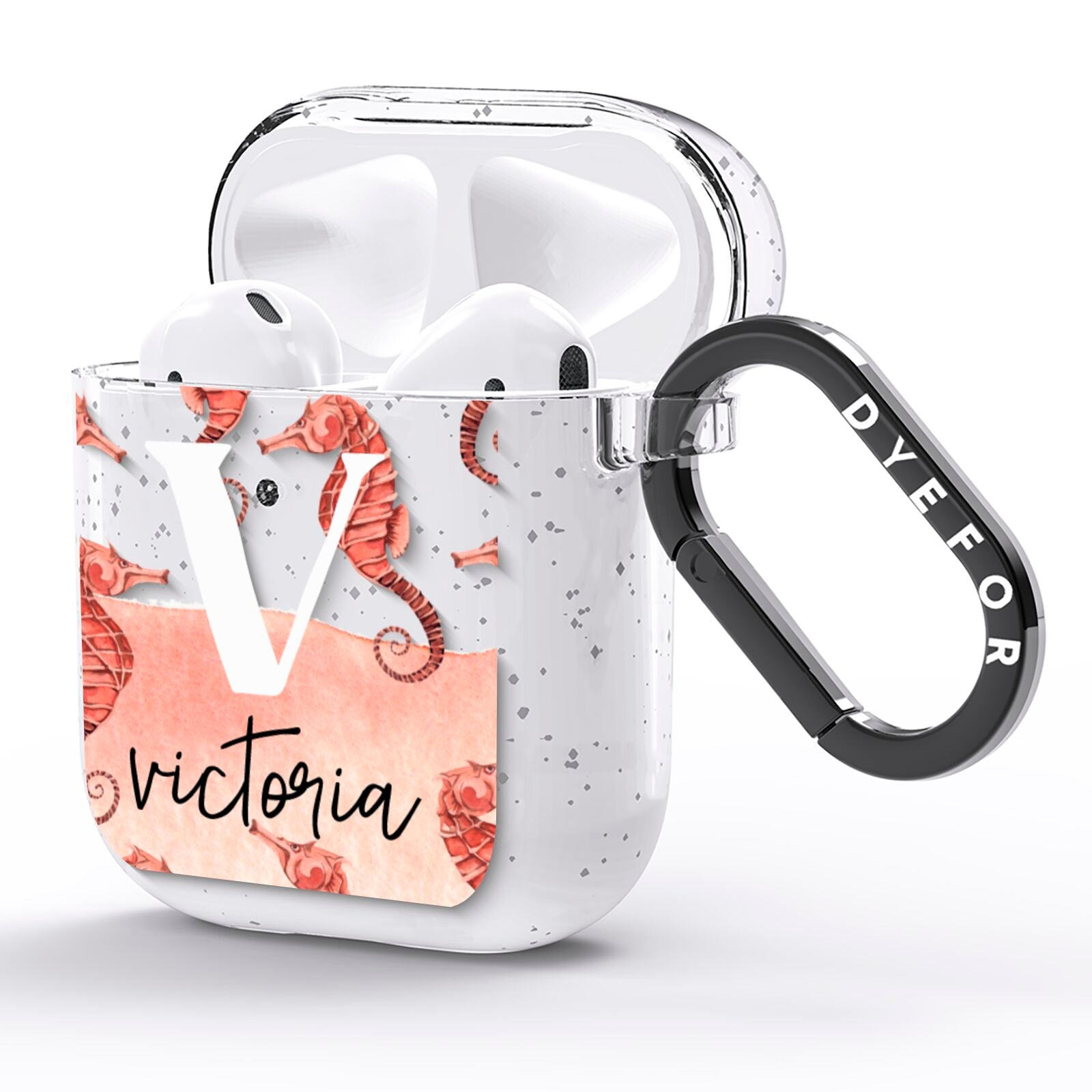 Sea Horse Personalised AirPods Glitter Case Side Image