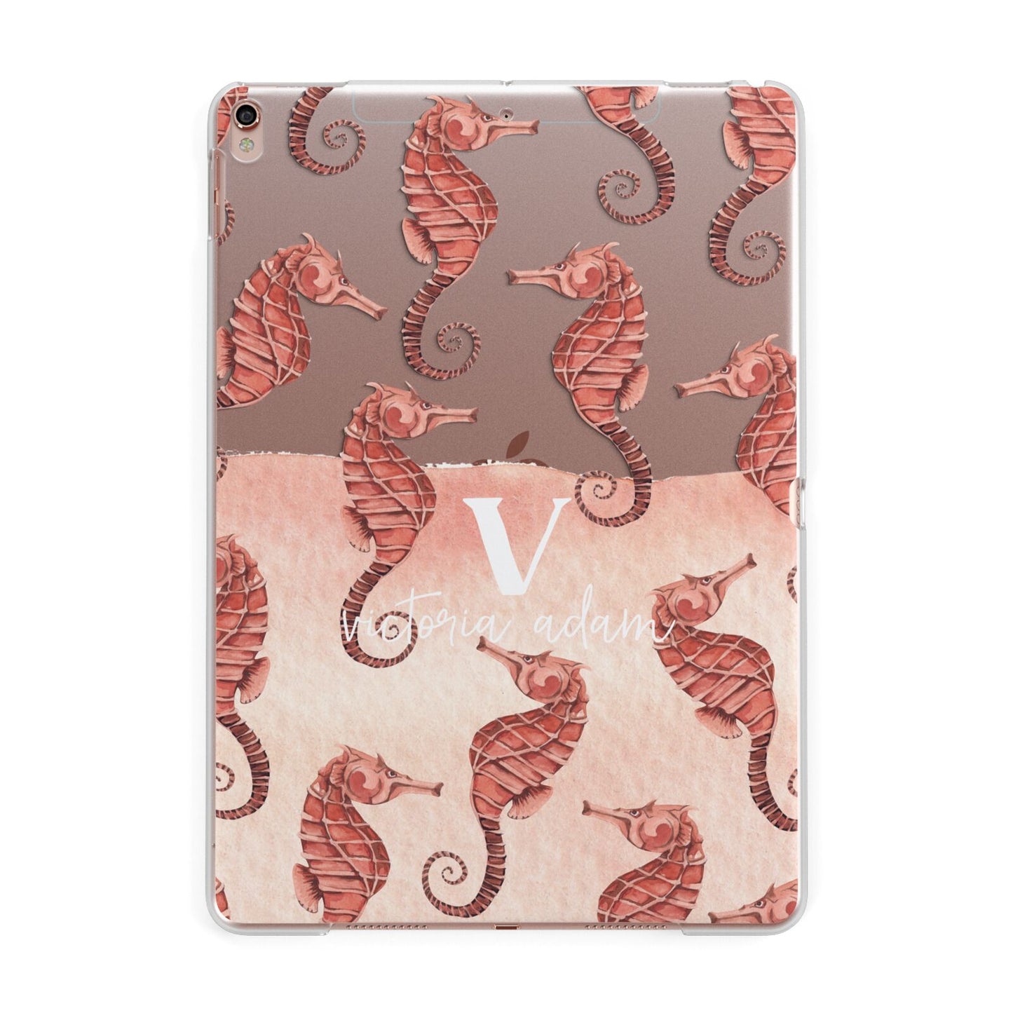 Sea Horse Personalised Apple iPad Rose Gold Case