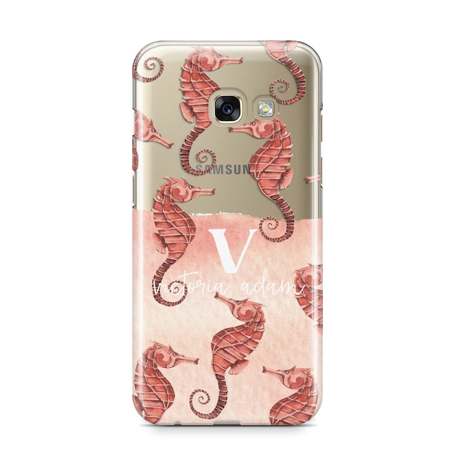 Sea Horse Personalised Samsung Galaxy A3 2017 Case on gold phone
