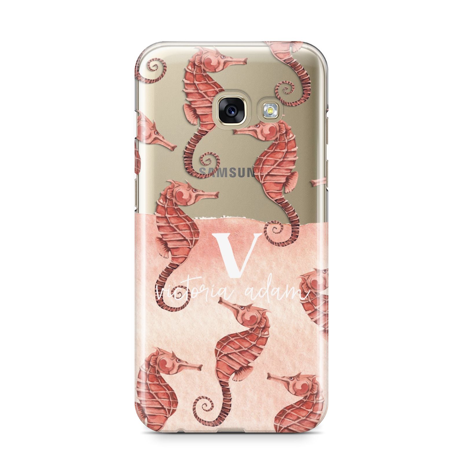 Sea Horse Personalised Samsung Galaxy A3 2017 Case on gold phone