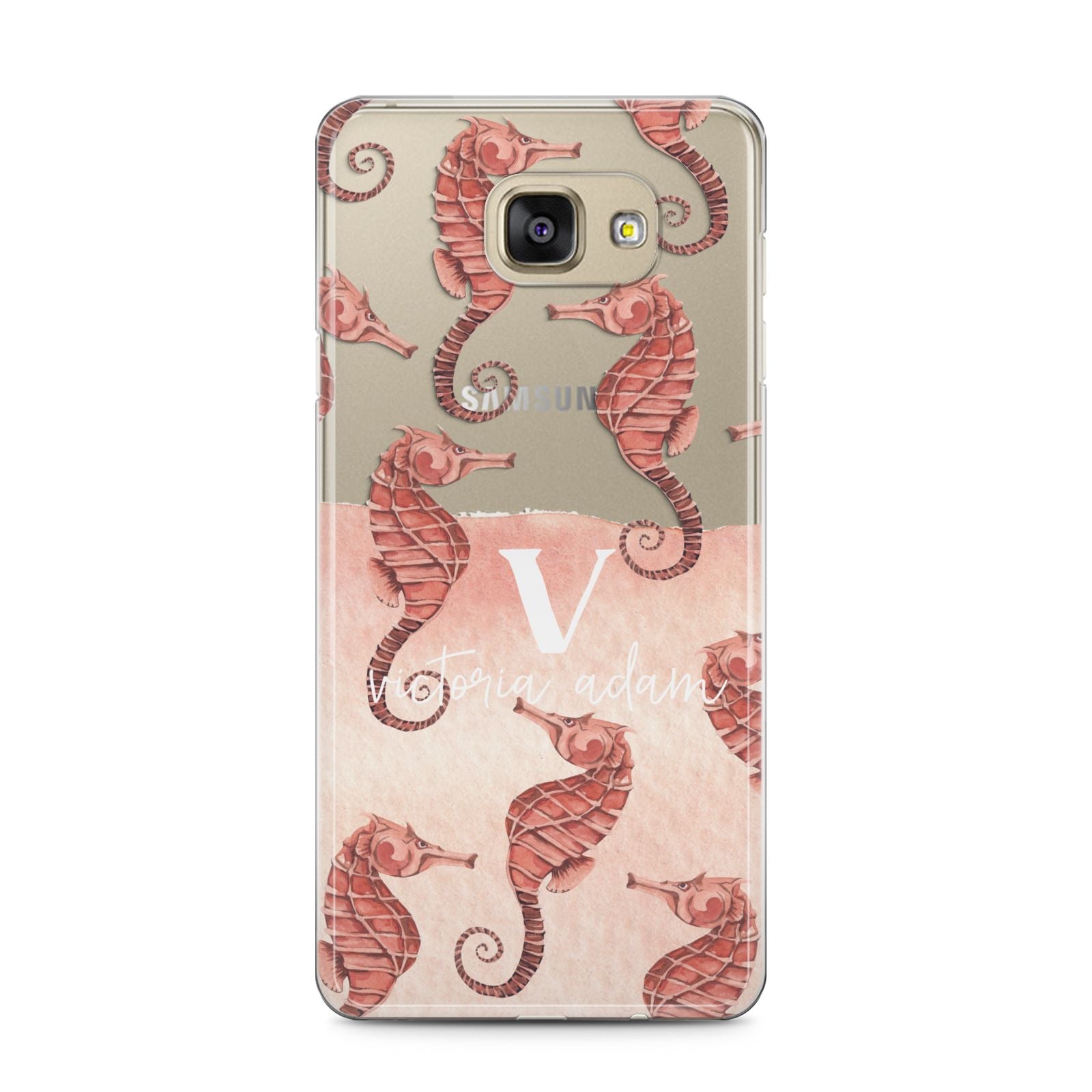Sea Horse Personalised Samsung Galaxy A5 2016 Case on gold phone