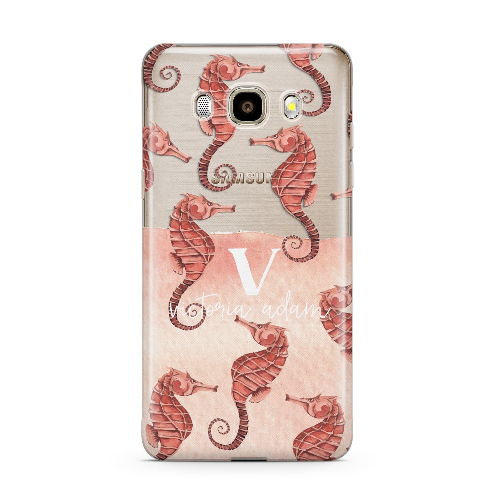 Sea Horse Personalised Samsung Galaxy J7 2016 Case on gold phone