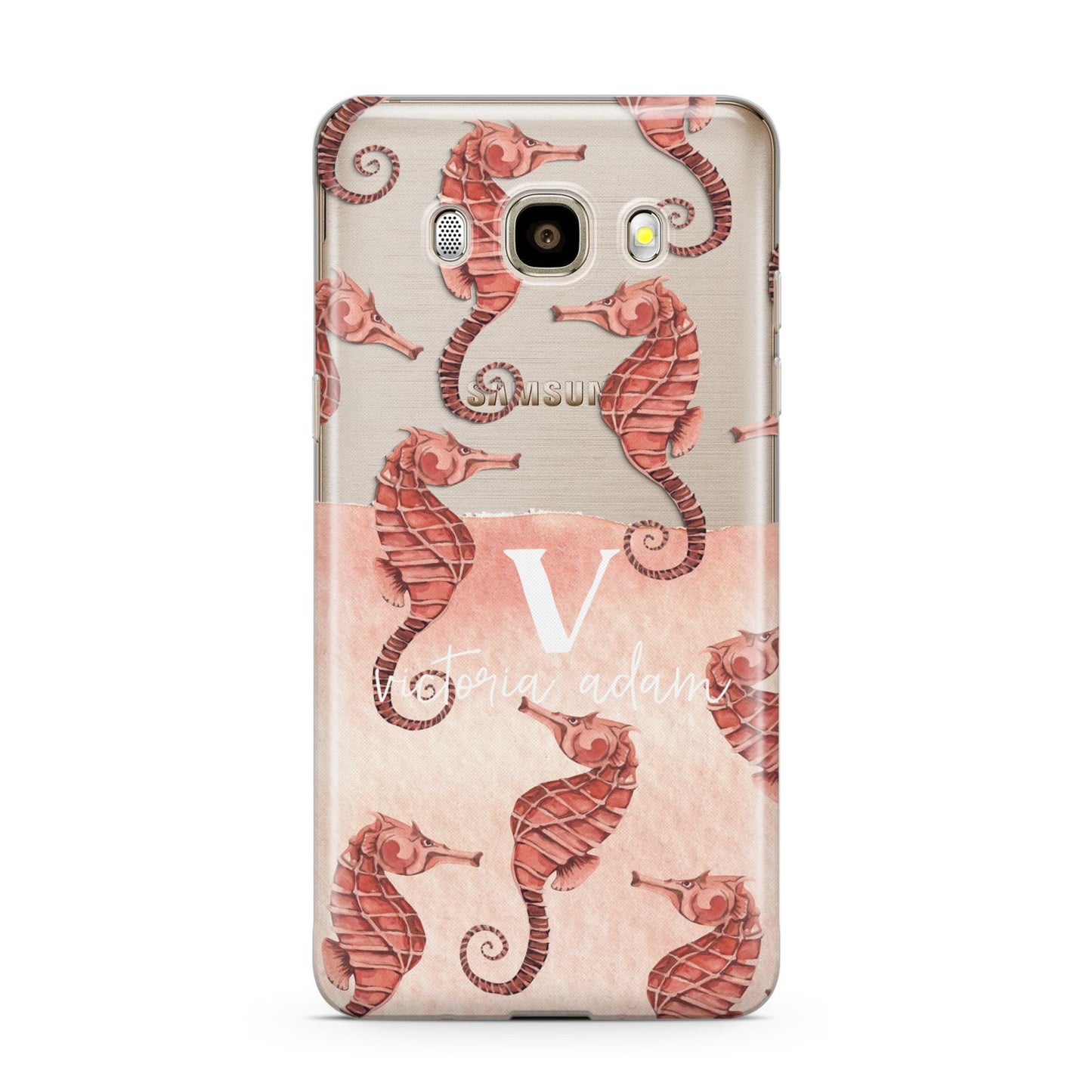 Sea Horse Personalised Samsung Galaxy J7 2016 Case on gold phone