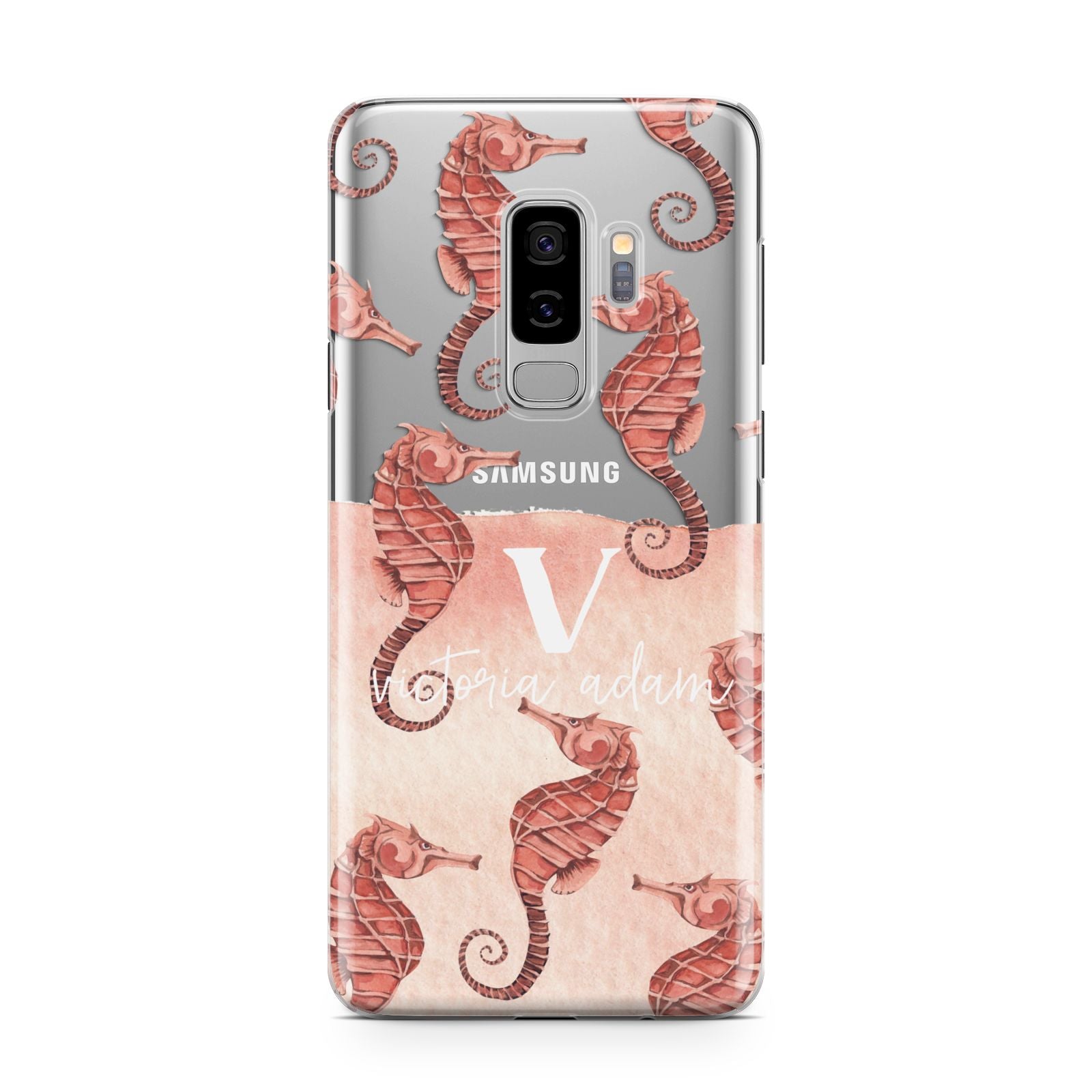 Sea Horse Personalised Samsung Galaxy S9 Plus Case on Silver phone