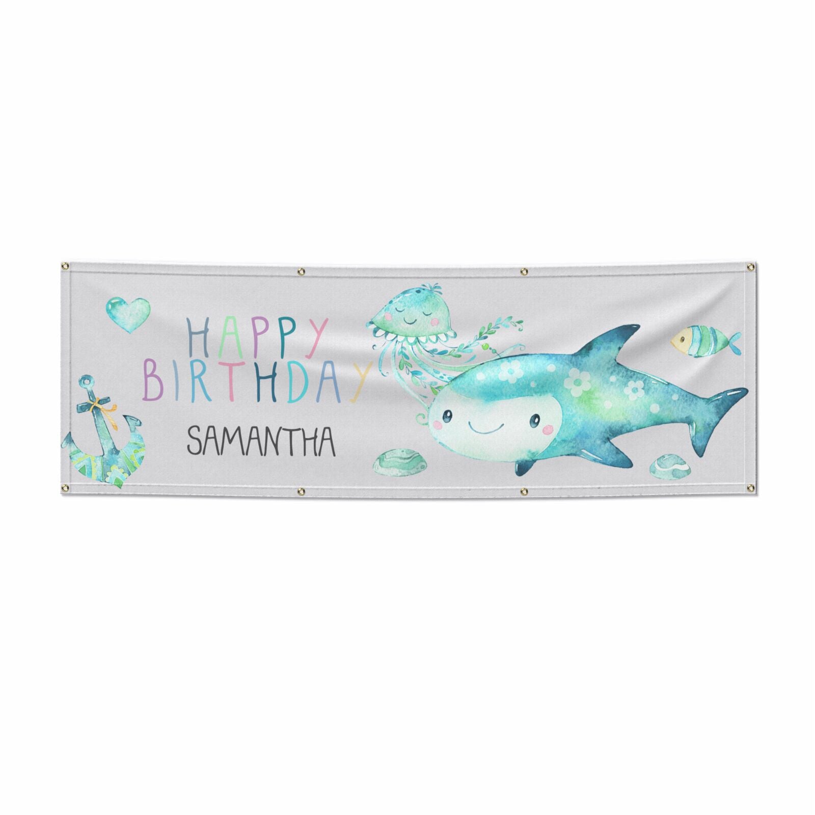 Sea Life Personalised Birthday 6x2 Vinly Banner with Grommets