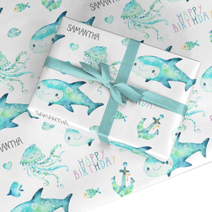Sea Life Personalised Birthday Wrapping Paper