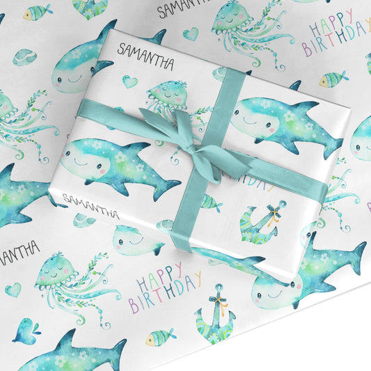 Sea Life Personalised Birthday Custom Wrapping Paper