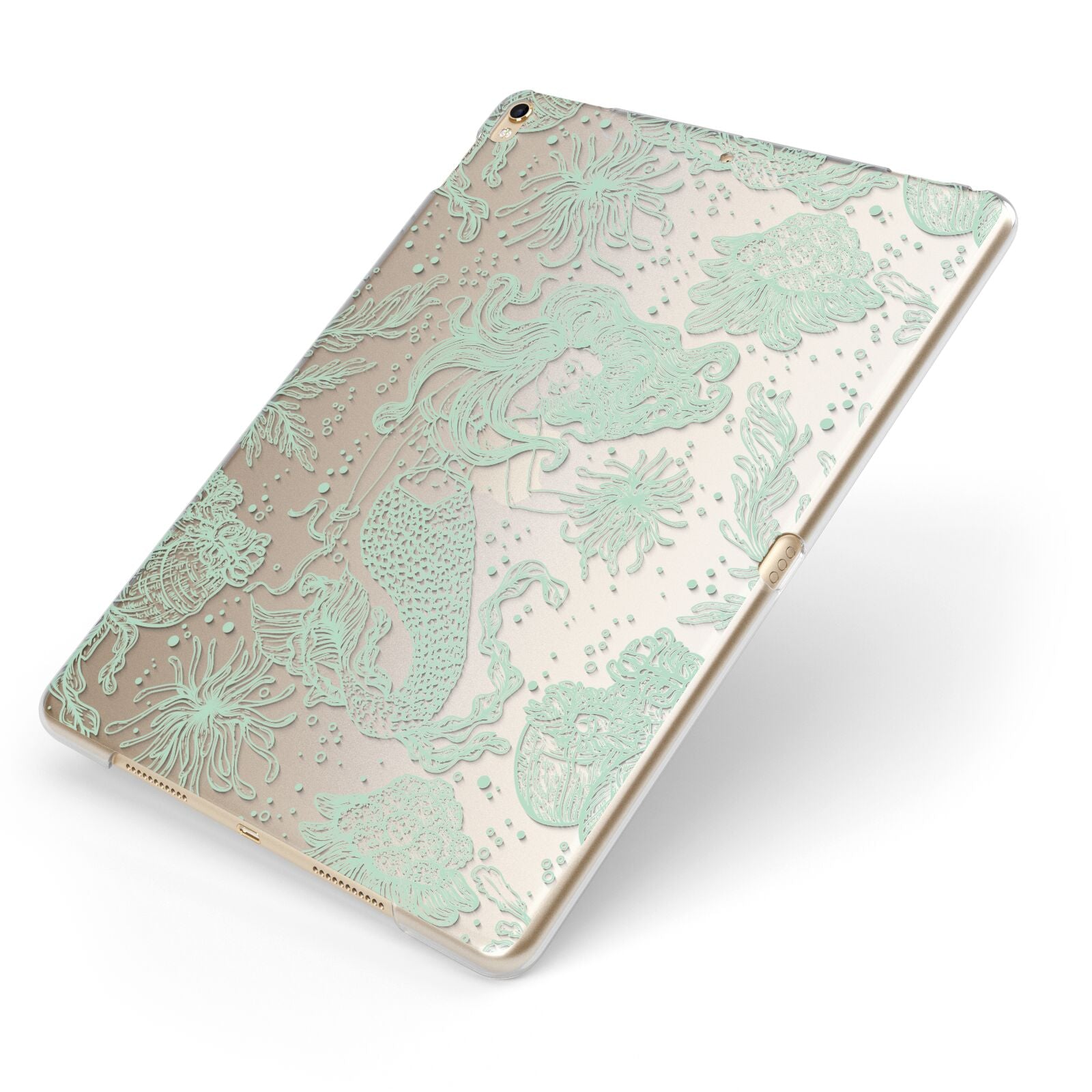 Sea Mermaid Apple iPad Case on Gold iPad Side View