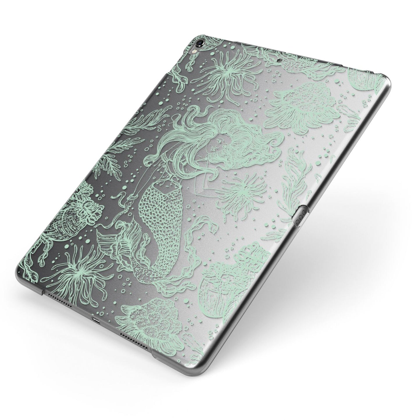 Sea Mermaid Apple iPad Case on Grey iPad Side View