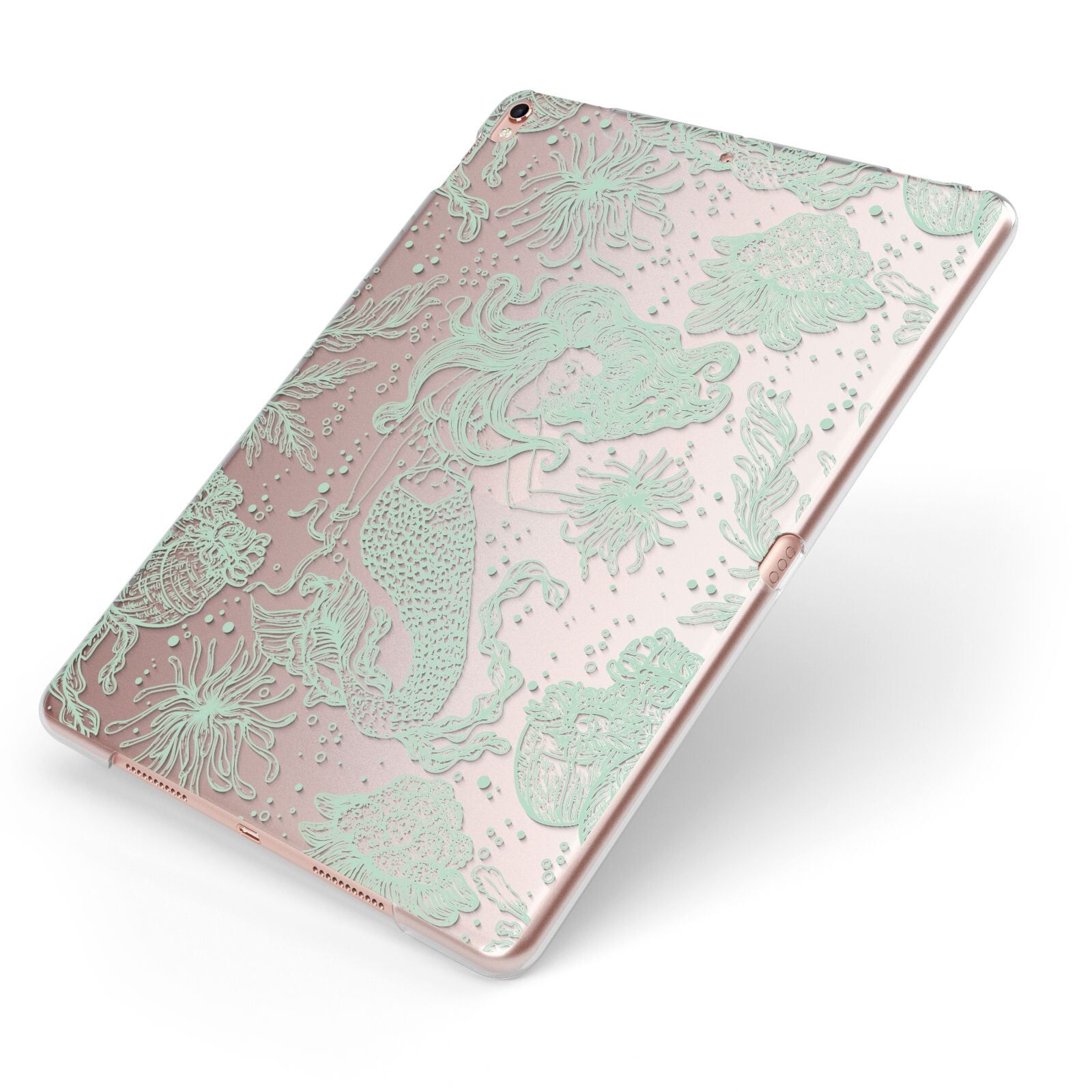 Sea Mermaid Apple iPad Case on Rose Gold iPad Side View