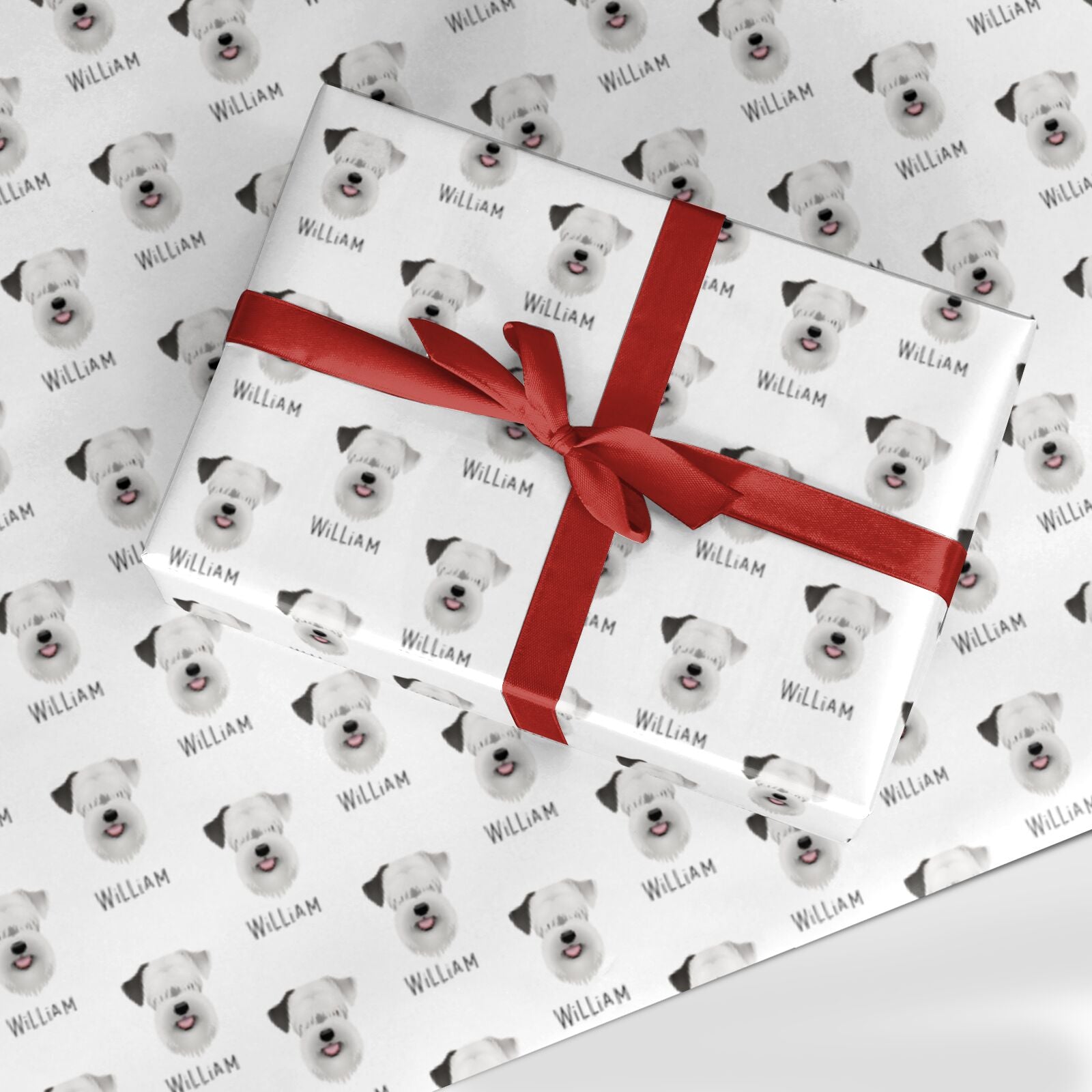 Sealyham Terrier Icon with Name Custom Wrapping Paper