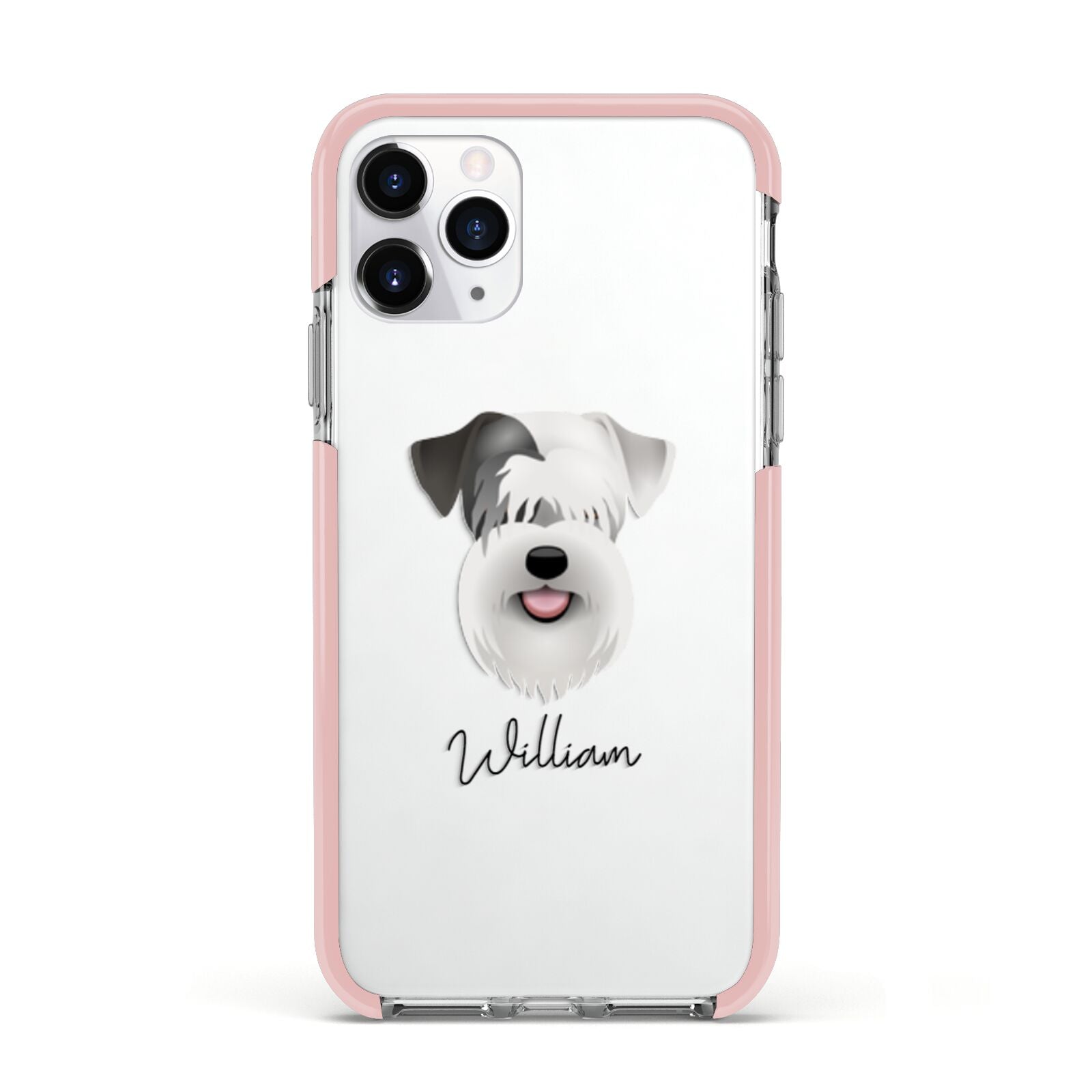Sealyham Terrier Personalised Apple iPhone 11 Pro in Silver with Pink Impact Case