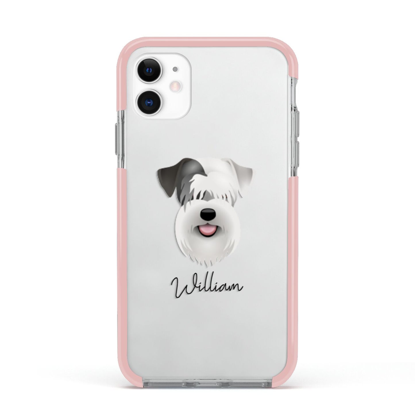Sealyham Terrier Personalised Apple iPhone 11 in White with Pink Impact Case