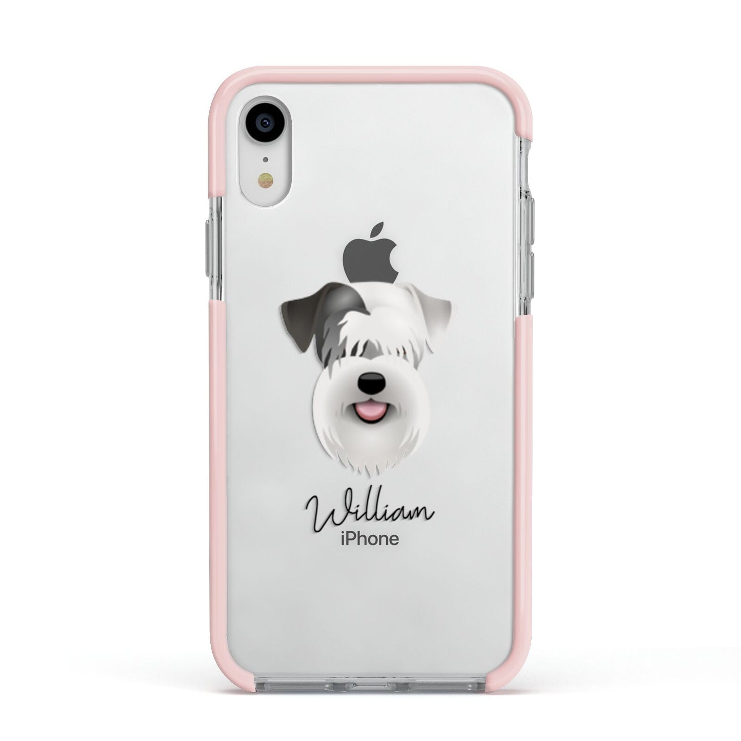 Sealyham Terrier Personalised Apple iPhone XR Impact Case Pink Edge on Silver Phone
