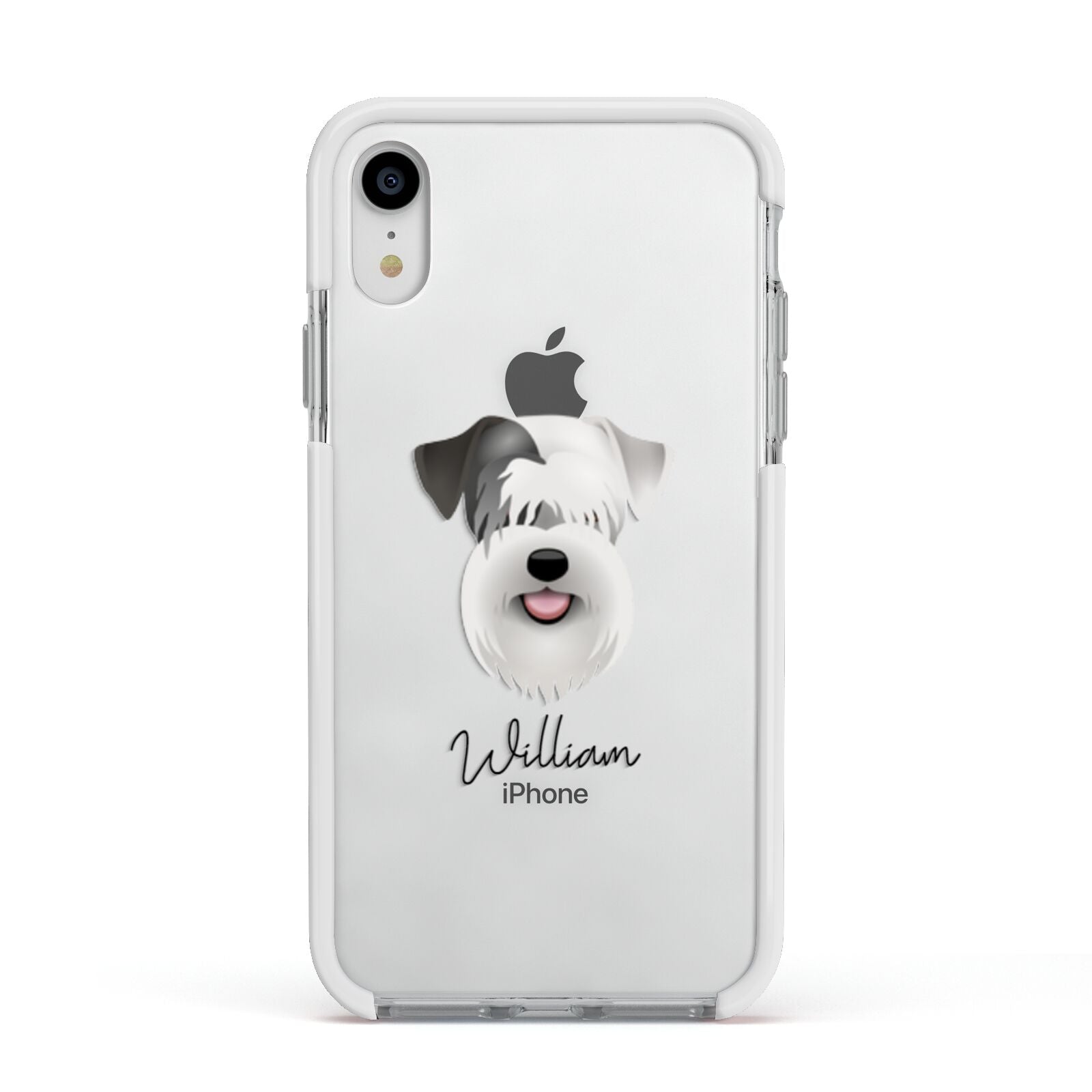 Sealyham Terrier Personalised Apple iPhone XR Impact Case White Edge on Silver Phone
