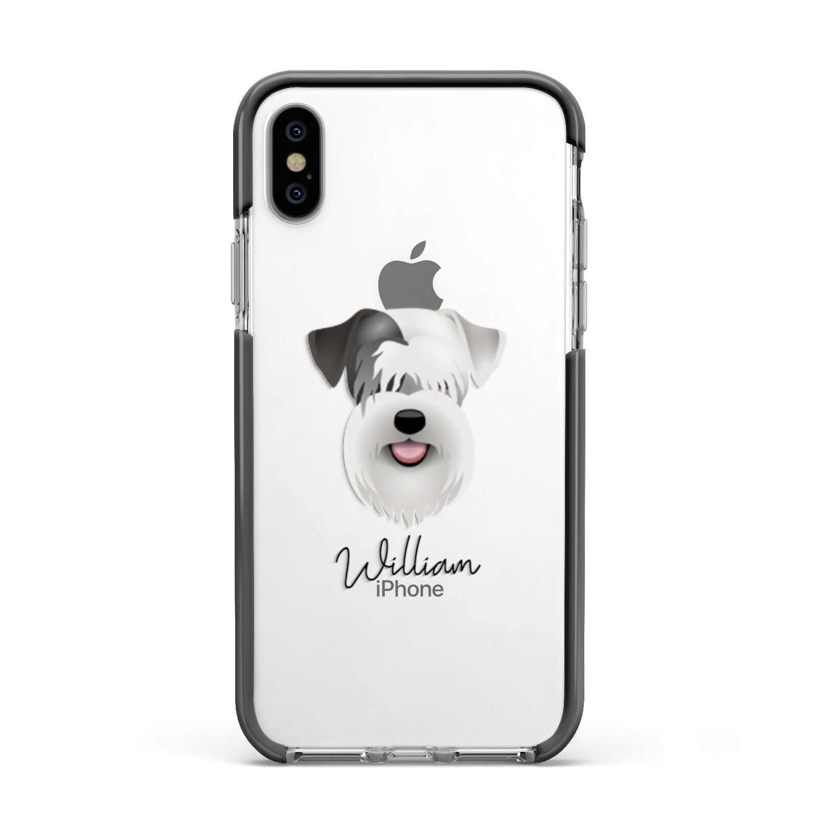 Sealyham Terrier Personalised Apple iPhone Xs Impact Case Black Edge on Silver Phone
